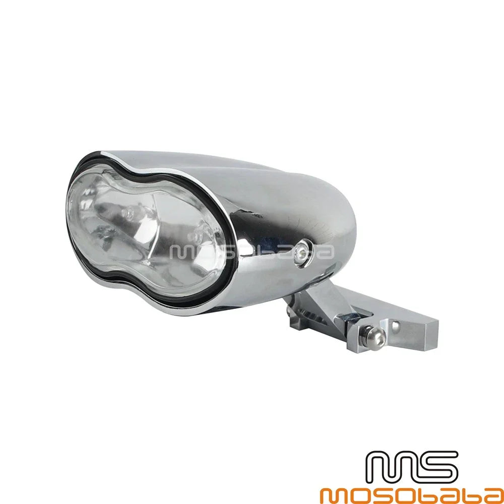 Chrome Universal Wave Dual Hi/Low Beam Headlight for Harley Chopper Softail Dyna