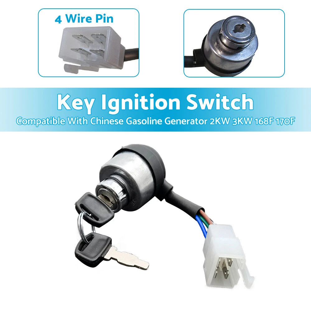 4 Wire Ignition Switch for Chinese Gasoline Generator 2KW 3KW 168F 170F