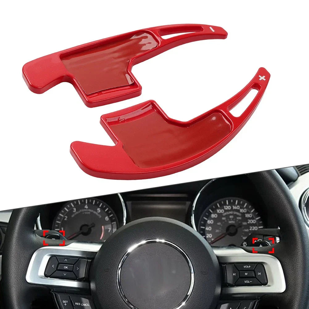 Red Steering Wheel Shift Paddle Shifter Trim Cover for Ford Mustang (2015-2023)
