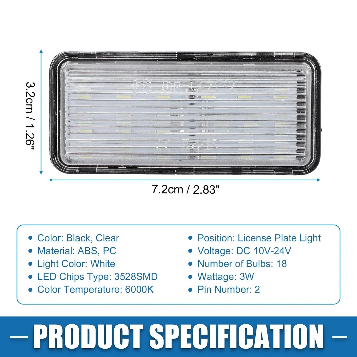 2 x White LED License Plate Lights for Toyota Land Cruiser (2016-2023)