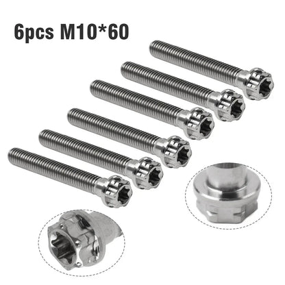 6pcs M10x60mm Titanium Torx Head Flange Screws for Motorcycle Bike