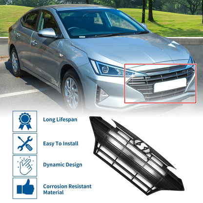 Front Upper Bumper Grille for Hyundai Elantra 2019-2020 Black