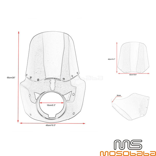 15" Smoke Headlight Fairing Windshield for Harley Dyna FXR FXDWG FXDB FXD (2006-2017)