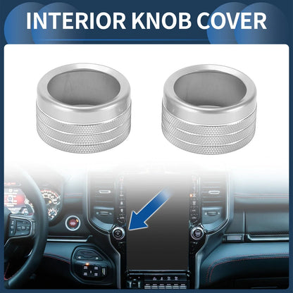 Center Console Audio Media Knob Cover for Dodge Ram (2019-2021) - 2 Pcs