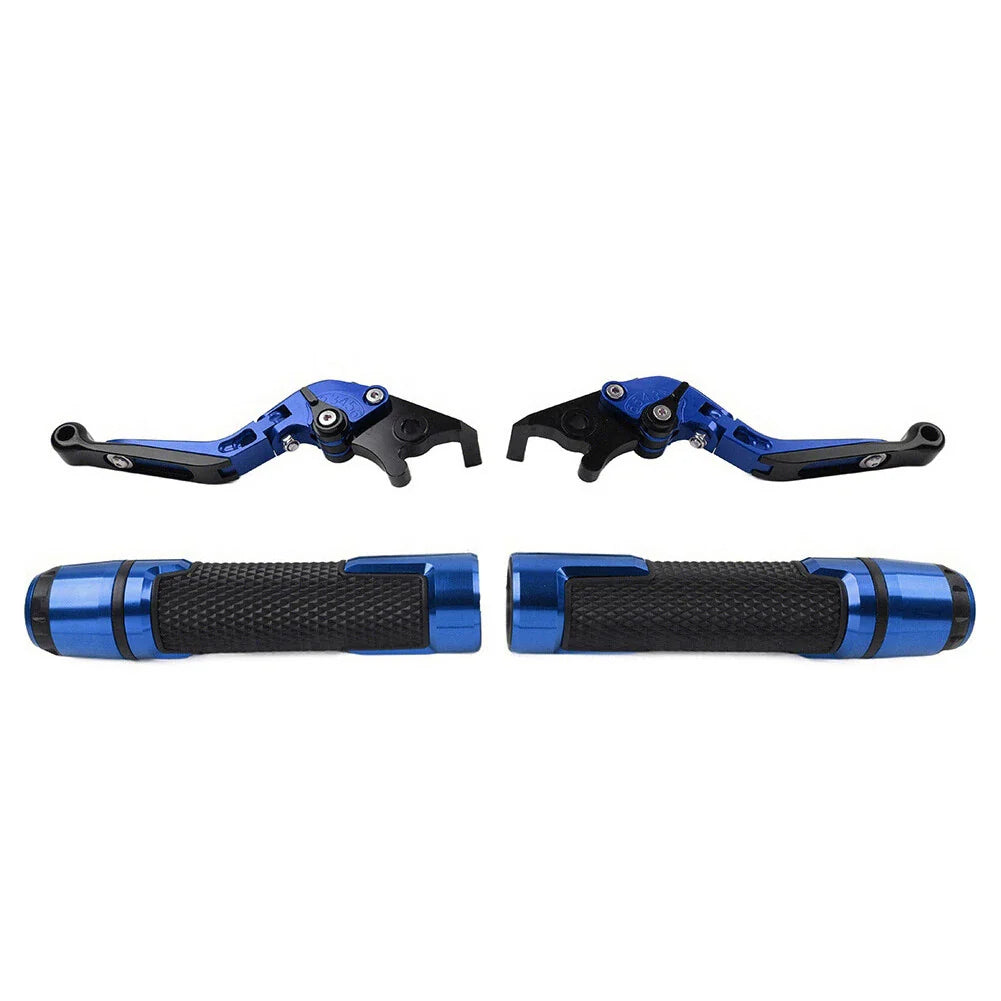 Blue Extendable Brake Clutch Lever Grip Set for Yamaha YZF R1 (2009-2014)