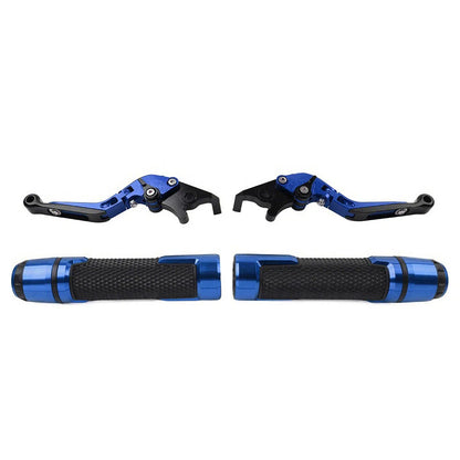 Blue Extendable Brake Clutch Lever Grip Set for Yamaha YZF R1 (2009-2014)