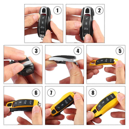 Gloss Black Key Fob Shell Set for Porsche Cayenne Panamera (2003-2023)