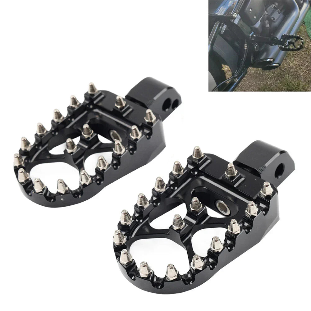 Black MX Style Rear Foot Pegs for Harley Softail Fat Bob Low Rider (2018-2023)
