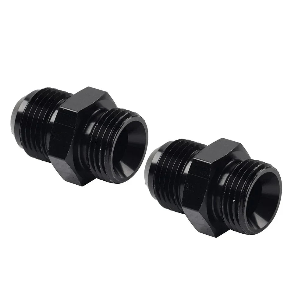 Black Aluminum AN8 Flare to 10AN ORB Male Fitting Adapters with O-Rings
