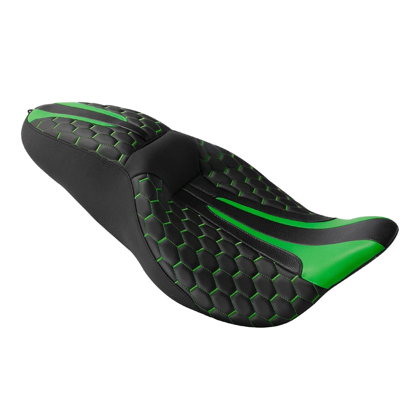 Black Green Driver Passenger Seat for Harley Touring Street Road Glide (09-23)