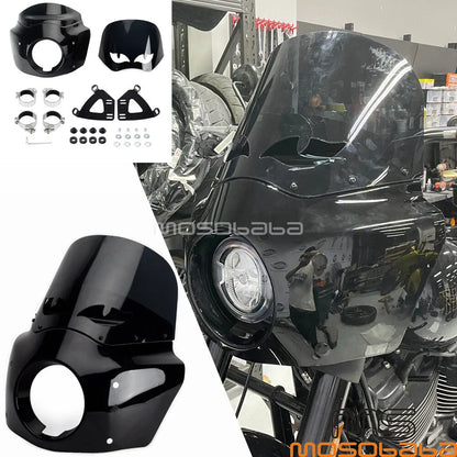 Front Headlight Fairing w/ Smoke Windshield for Harley Softail Street Bob (2018-2023)