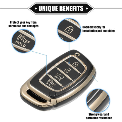 TPU Black Key Fob Cover for Hyundai Elantra, Sonata (2011-2023)