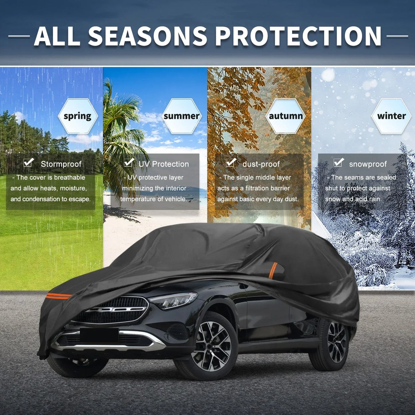 Waterproof PEVA Car Cover for Mercedes-Benz GLC 2015-2023 with Zipper