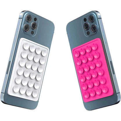Silicone Non-Slip Suction Pad Phone Case Mount for Selfies - White/Rose Red