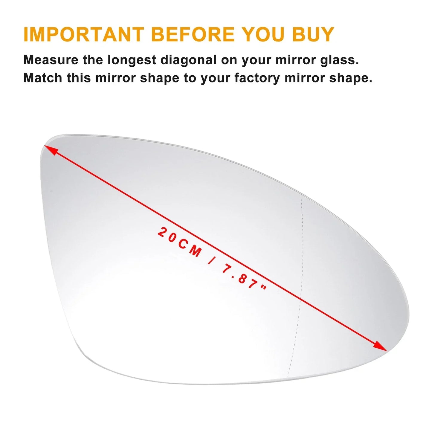 Right Side Heated White Mirror Glass for Porsche Cayenne (2011-2018)