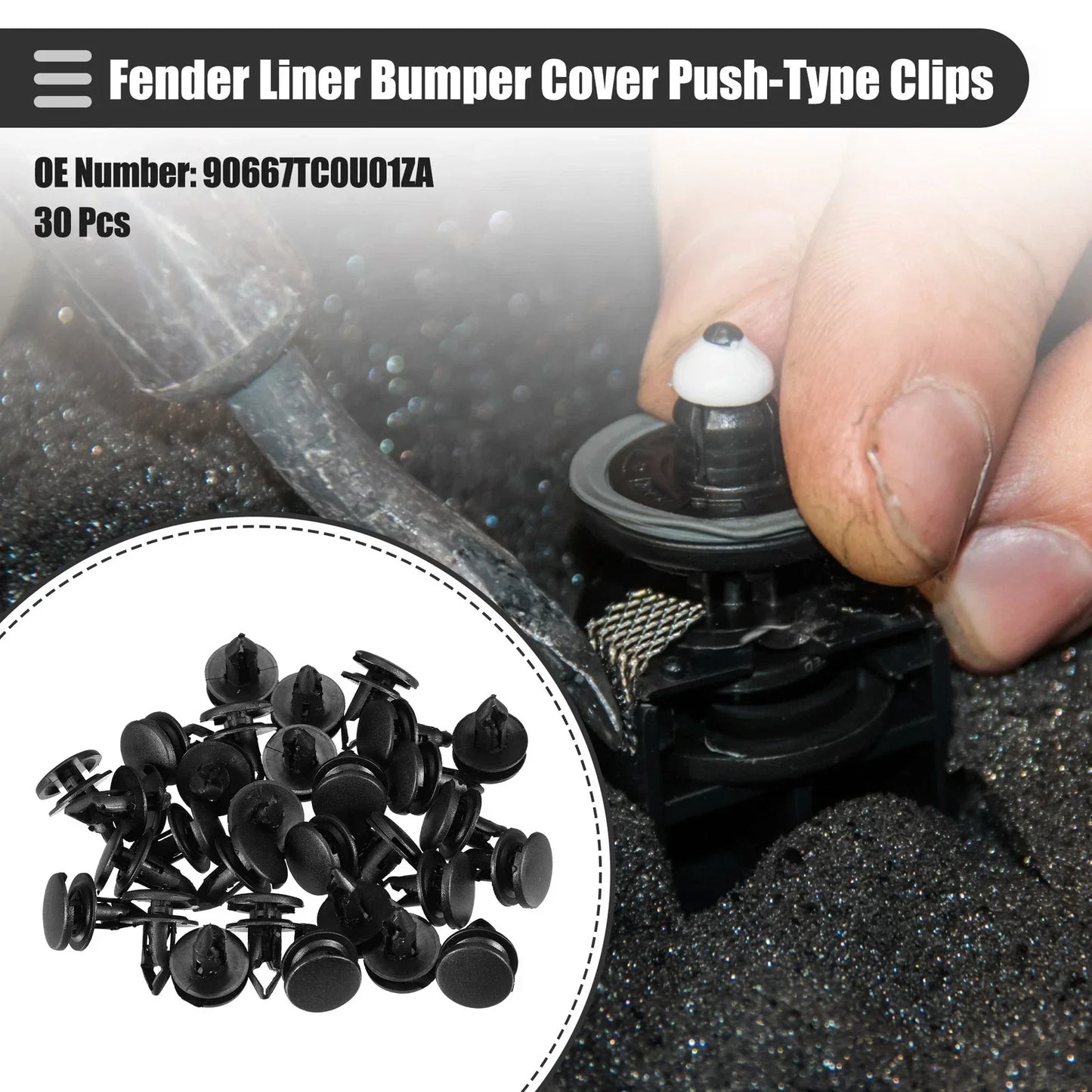 30 x Fender Liner Bumper Cover Push-Type Clips for Honda (No. 90667TC0U01ZA)