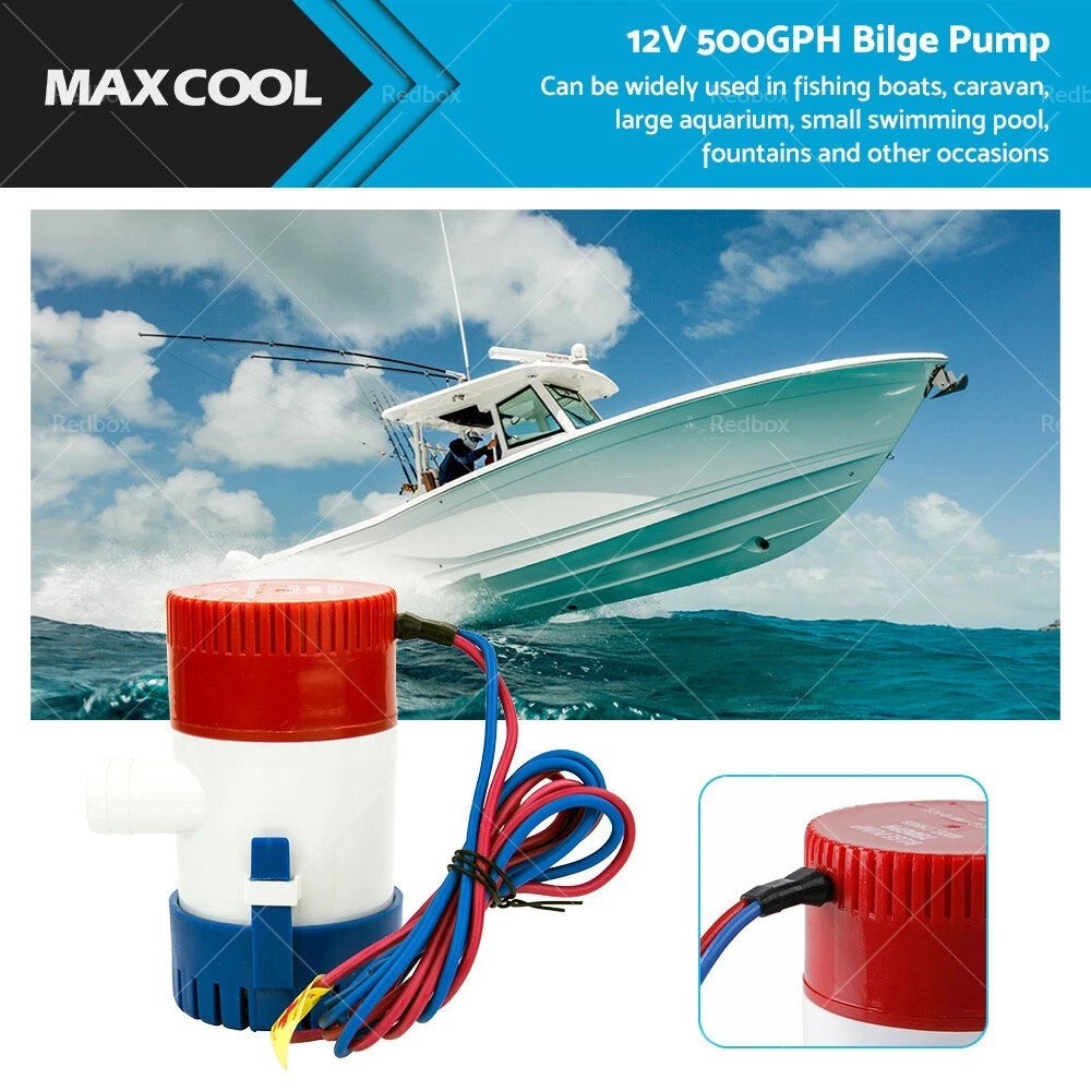 500GPH 12V Submersible Bilge Water Pump for Caravan Camping Marine Boat