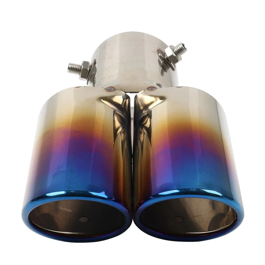 Dual Steel Bluing Rear Exhaust Pipe Tail Muffler Tip for Universal Accessory