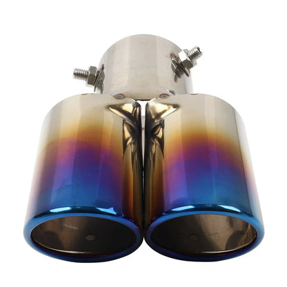 Dual Steel Bluing Rear Exhaust Pipe Tail Muffler Tip for Universal Accessory