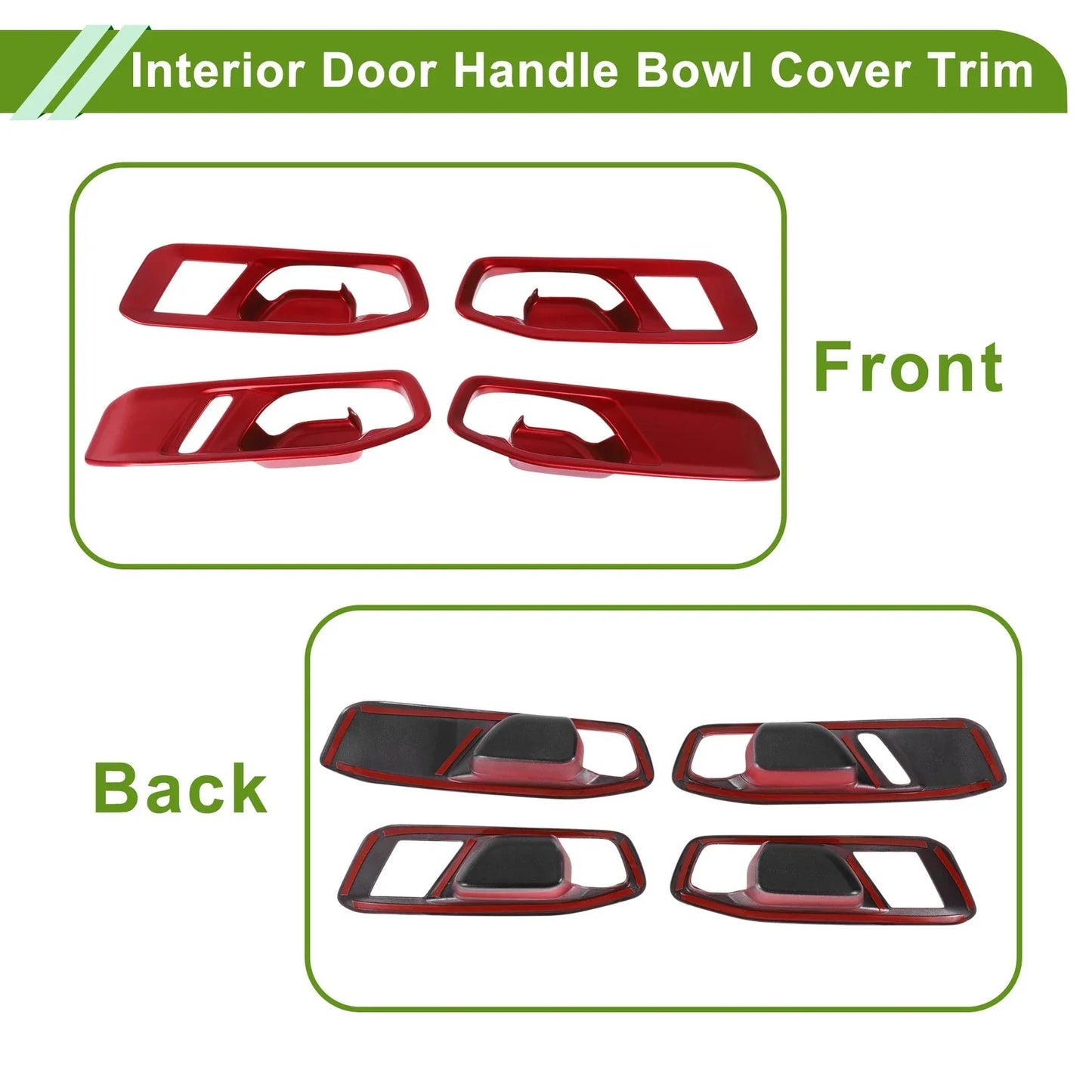 Interior Door Handle Bowl Cover Trim for Honda Accord (2023-2025) 4 x Red ABS