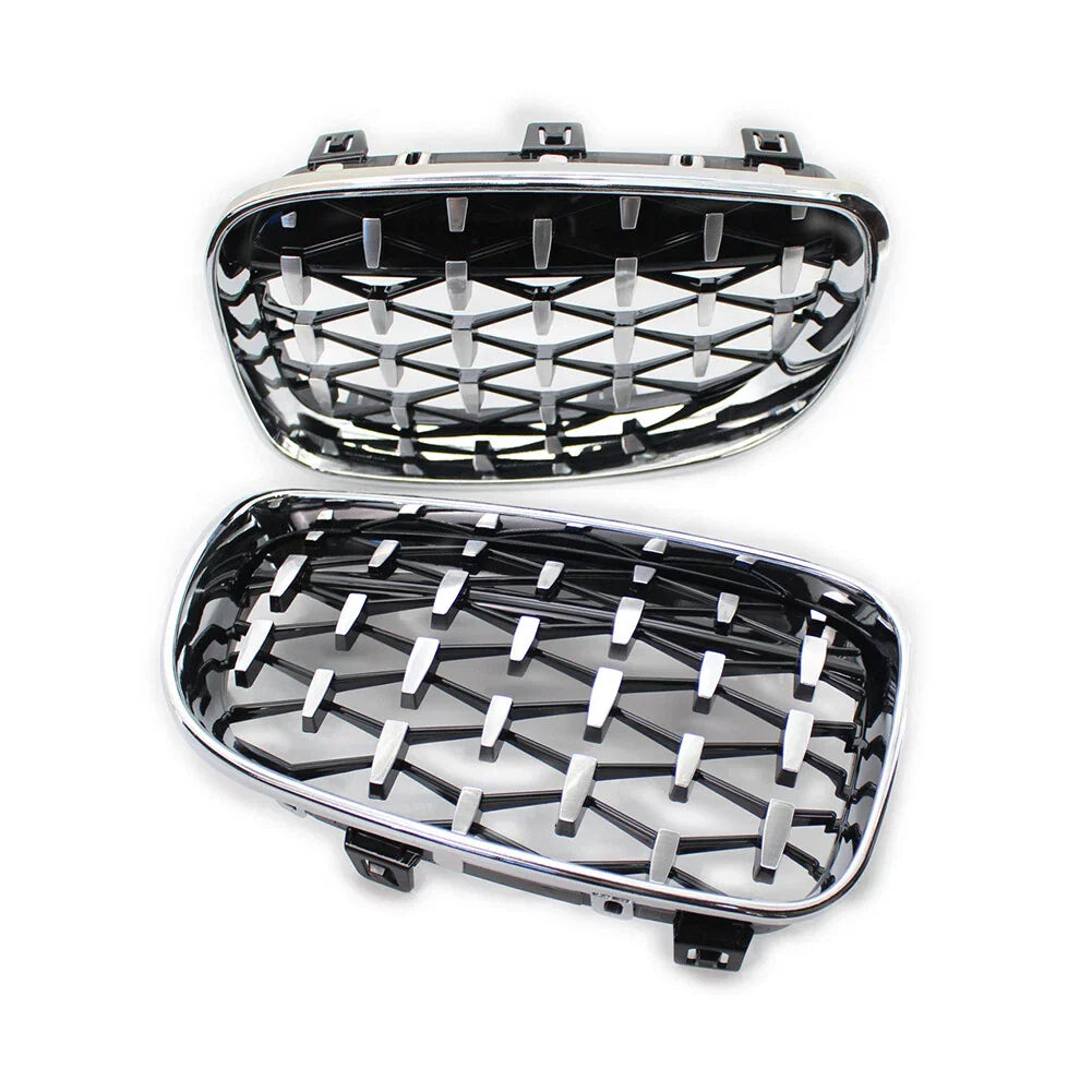 Chrome Black Diamond Front Kidney Grill for BMW 1 Series (2004-2013)