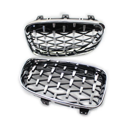 Chrome Black Diamond Front Kidney Grill for BMW 1 Series (2004-2013)