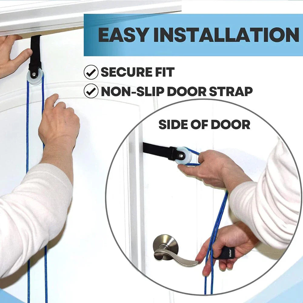 Shoulder Pulley Pull Rope Set for Physical Therapy Exercise - Blue