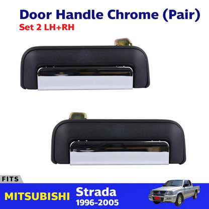 L+R Outer Door Handles Chrome Fits Mitsubishi Triton L200 UTE Truck 1996-05 DE
