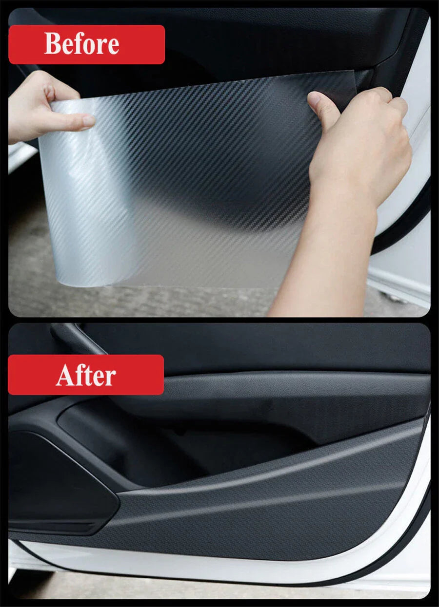 Clear Protective Film Sticker Guard for Car Door Sill, Mirror, Bumper - Carbon Fiber