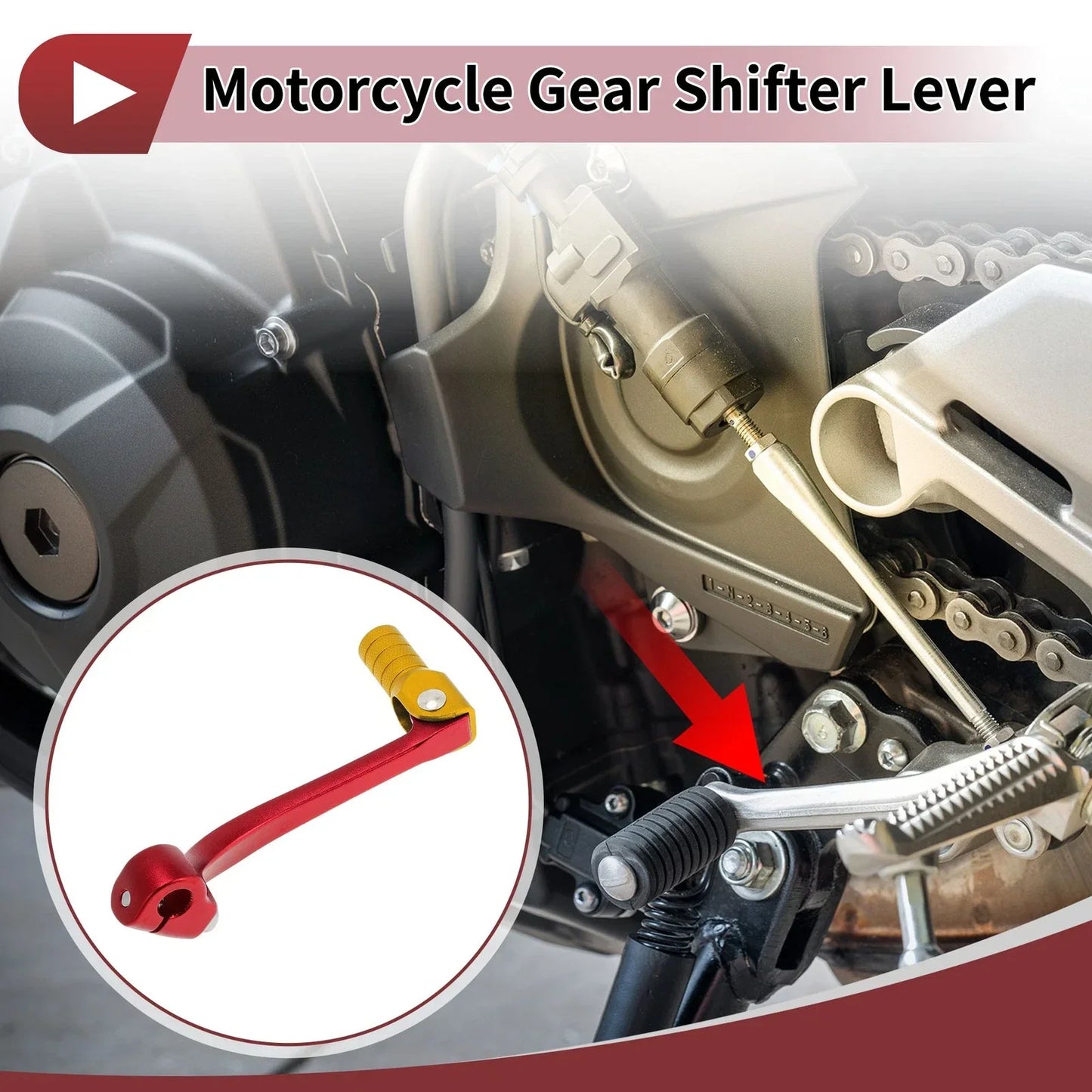 Folding Motorcycle Gear Shifter Lever for Honda CRF110F (2013-2018) Red Gold