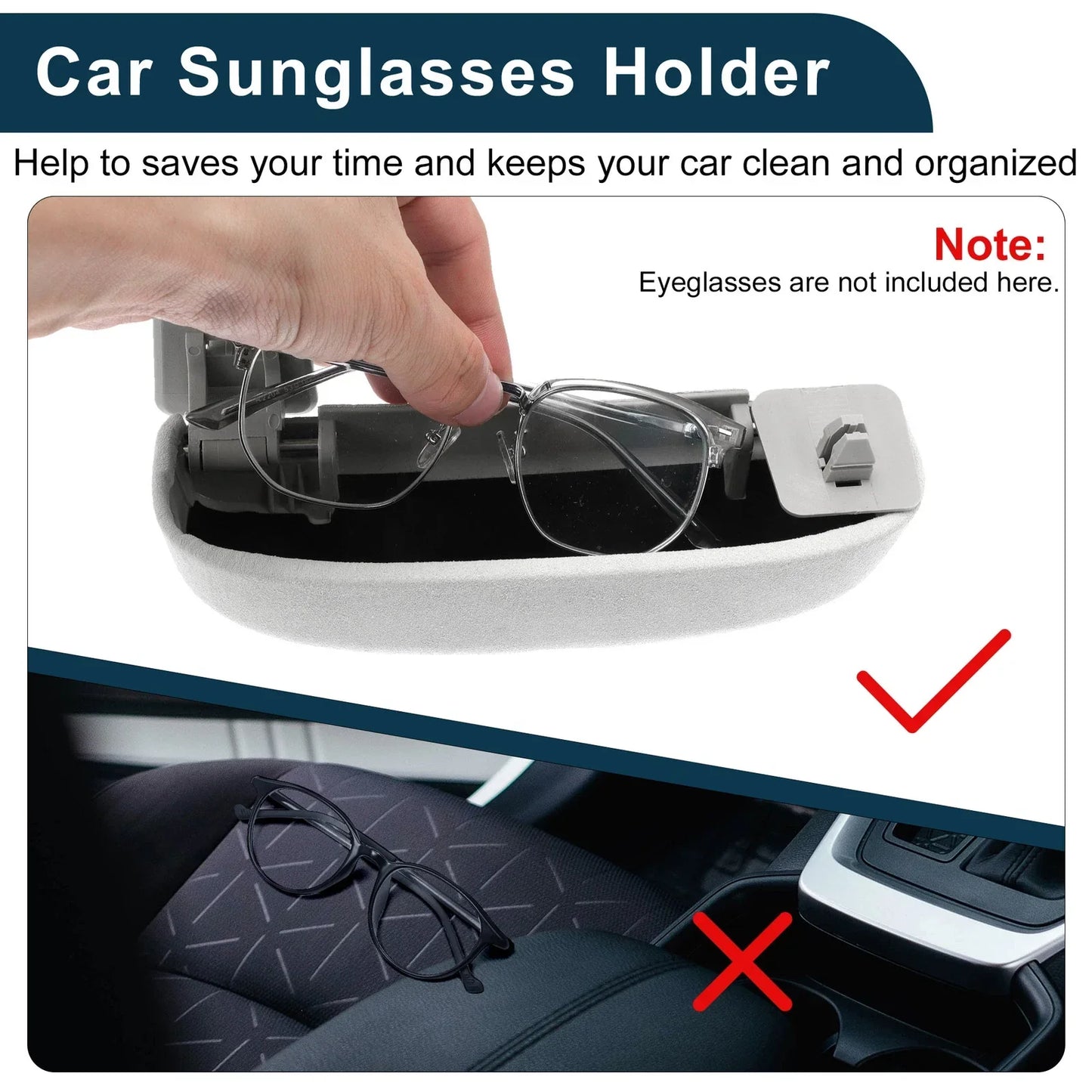 Sunglasses Case for Porsche Cayenne Eyeglasses Holder Storage Box Suede Grey