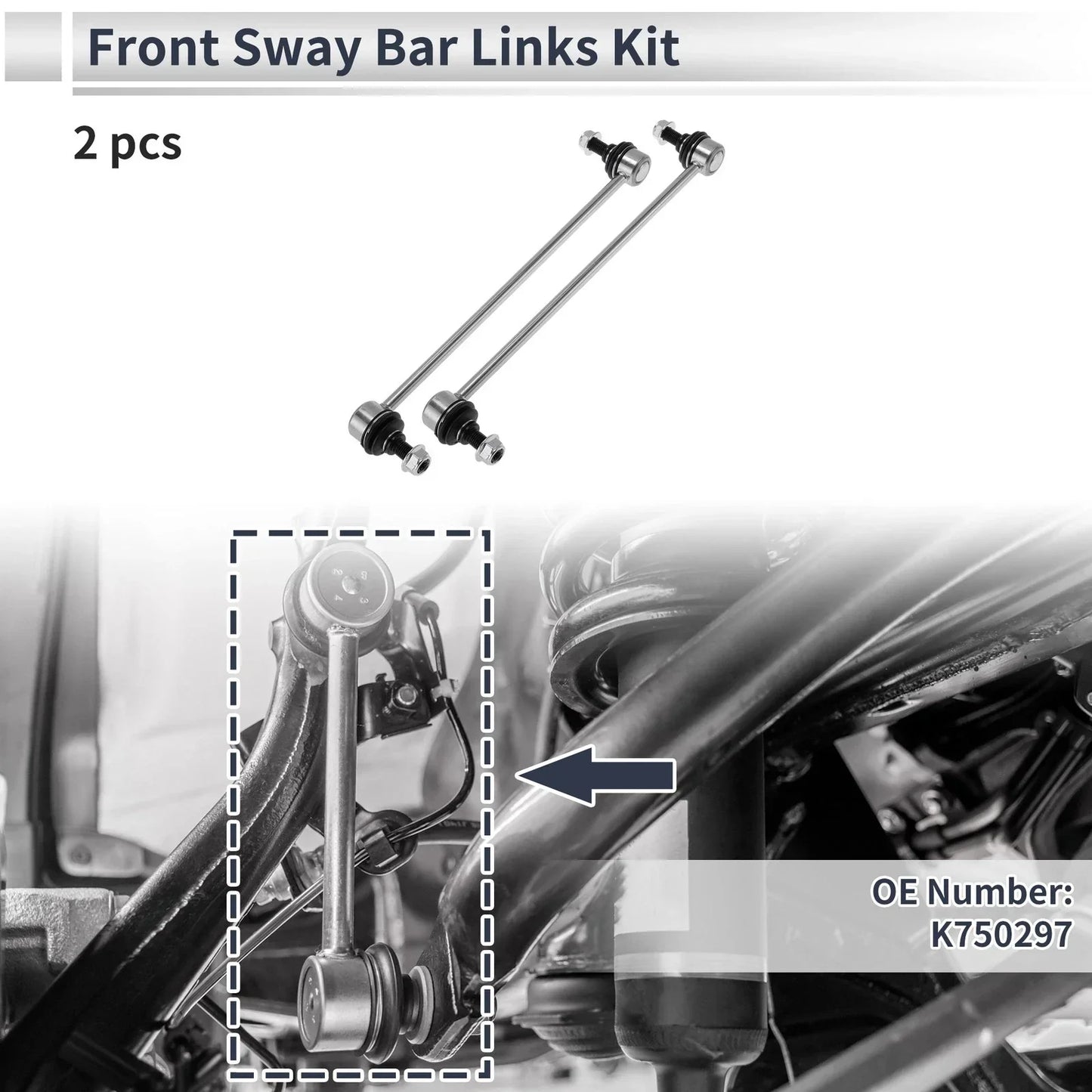Front Stabilizer Bar Links for Acura RDX (2007-2012) - 2 x No Bushing