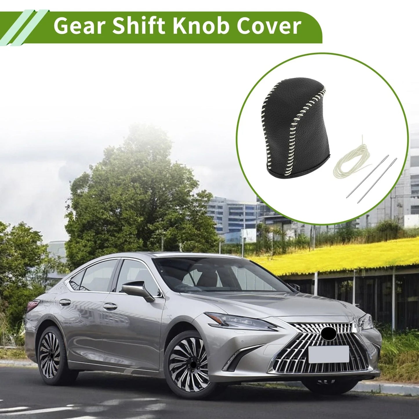 Car Gear Shift Knob Cover for Lexus NX300 2014-2021 - Pebbled Black Beige