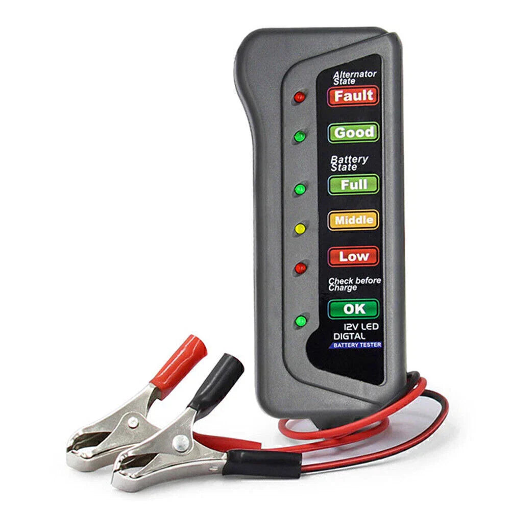 Digital Battery Alternator Tester with 6 LED Lights for DC12V Vehicles