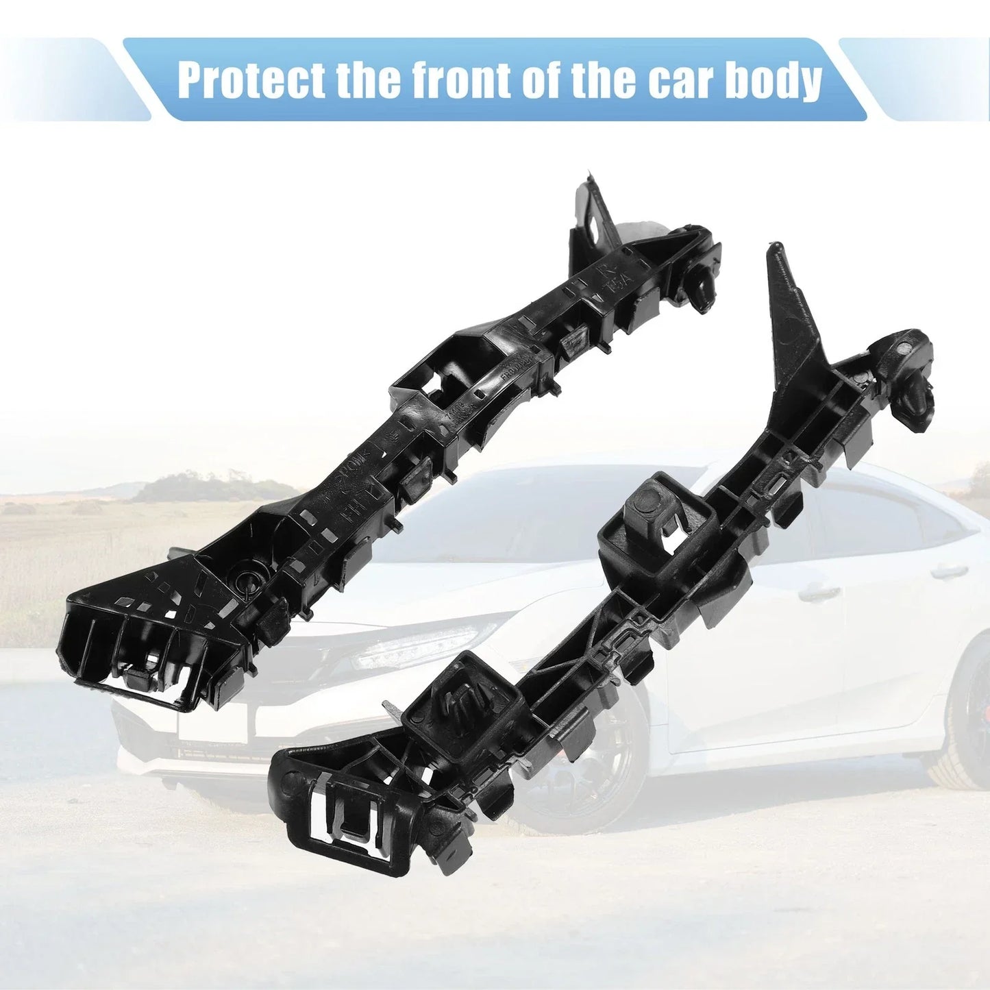 Front Bumper Bracket for Honda Fit (2015) - Plastic Black, 2 x Brackets