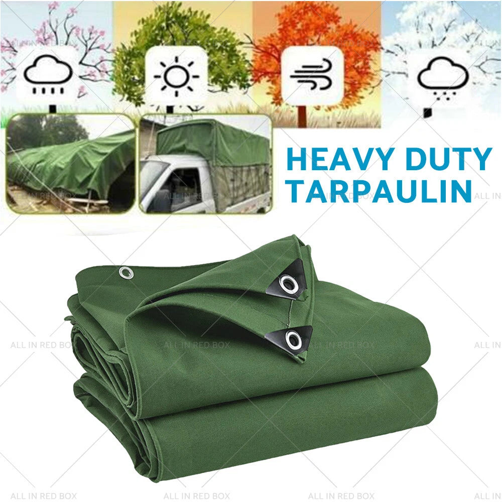 Heavy Duty Canvas Tarp 3 x Army Waterproof Sun Blocked Tarpaulin
