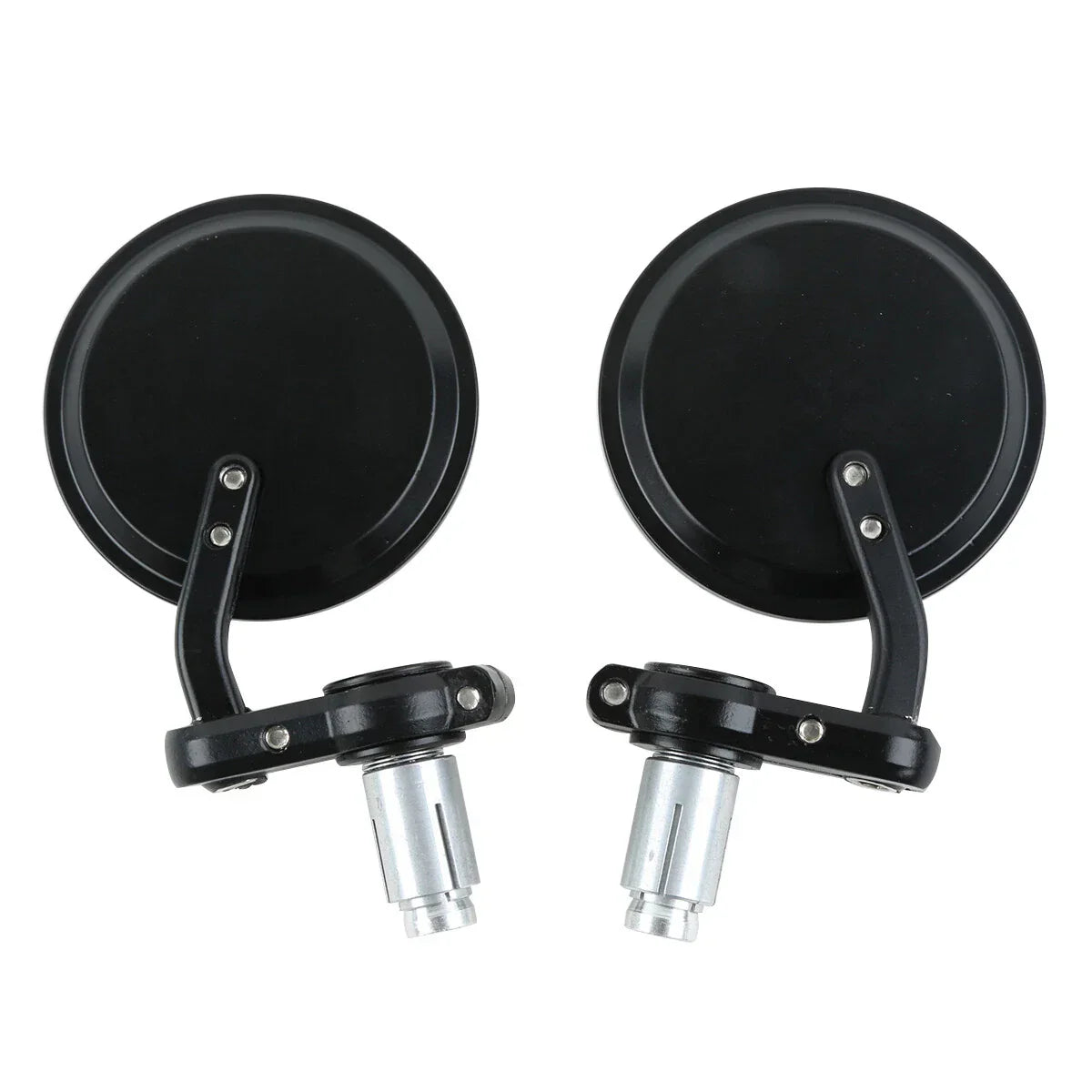 Black Handle Bar End Rearview Mirror 3" Round 7/8" for BMW Harley Honda Suzuki