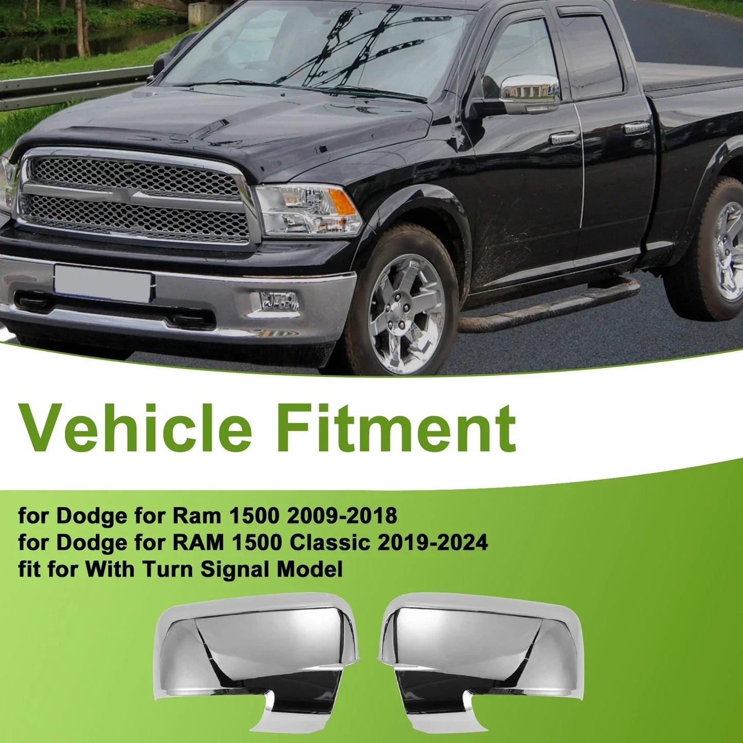 Left Right Side Mirror Cover Cap Replacement for Dodge - Electroplating Color