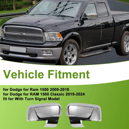 Left Right Side Mirror Cover Cap Replacement for Dodge - Electroplating Color