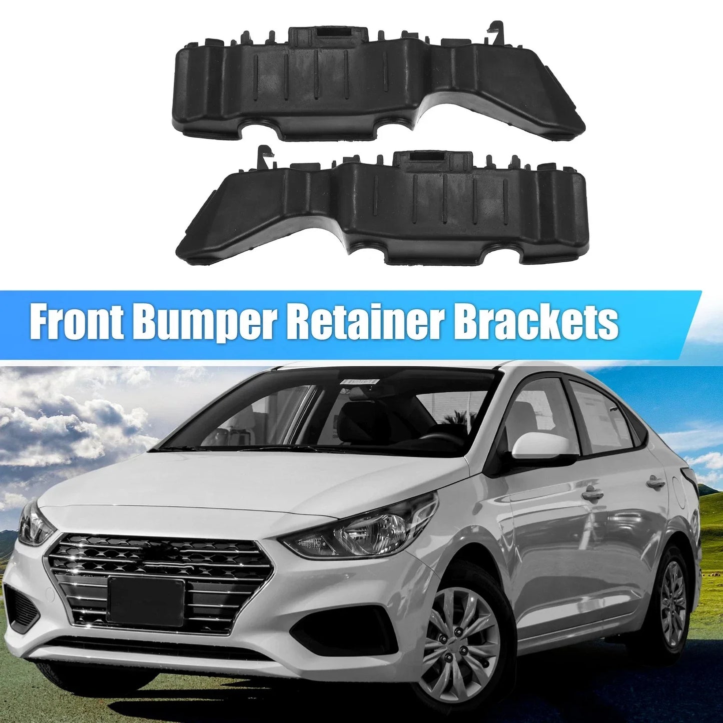 Front Bumper Bracket for Hyundai Accent (2012) - Plastic Black, 1 Pair