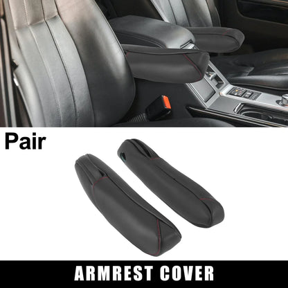 Car Front Seat Armrest Cover Black with Red Line for Honda CR-V (2010-2011)