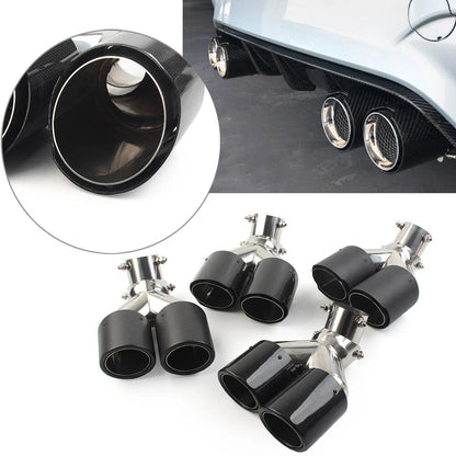 89mm Y Shape Double Exit Exhaust Muffler Tip for Universal Car