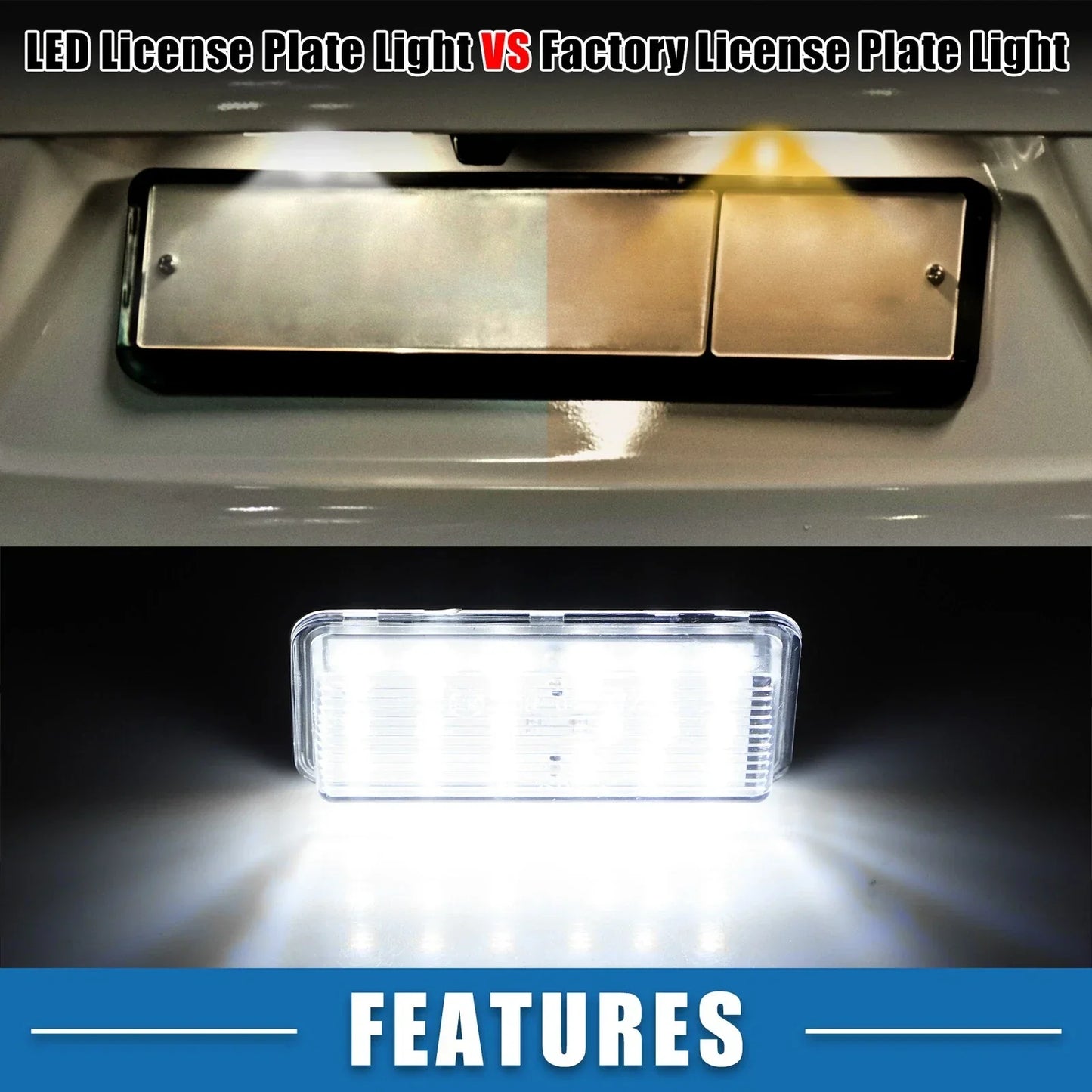 2 x White LED License Plate Lights for Toyota Land Cruiser (2016-2023)