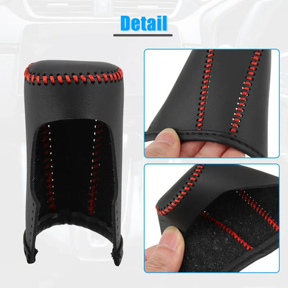 Black Gear Shift Knob Cover for Honda Accord 2018-2022 with Red Stitches