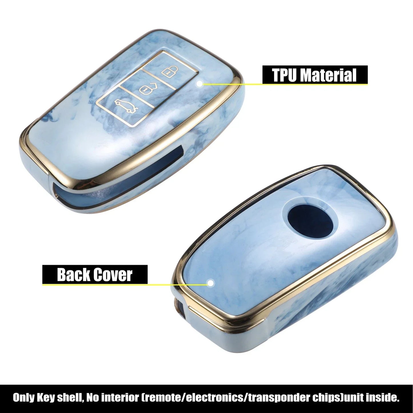 3 x Button Key Fob Cover Case Blue for Lexus IS RX NX200 NX200T (2014-2021)