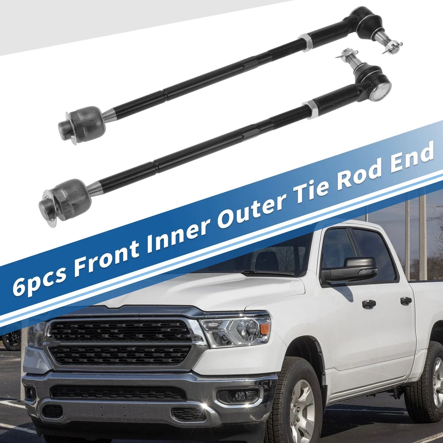 6pcs Front Inner Outer Tie Rod Ends with Boots for Dodge Ram 1500 (2011-2012)
