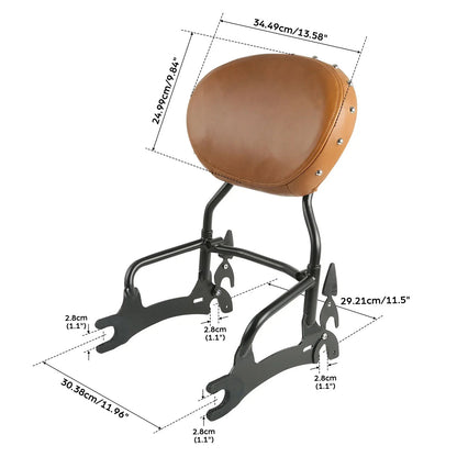 12" Black Sissy Bar Backrest for Indian Chief Classic, Dark Horse (2014-2018)