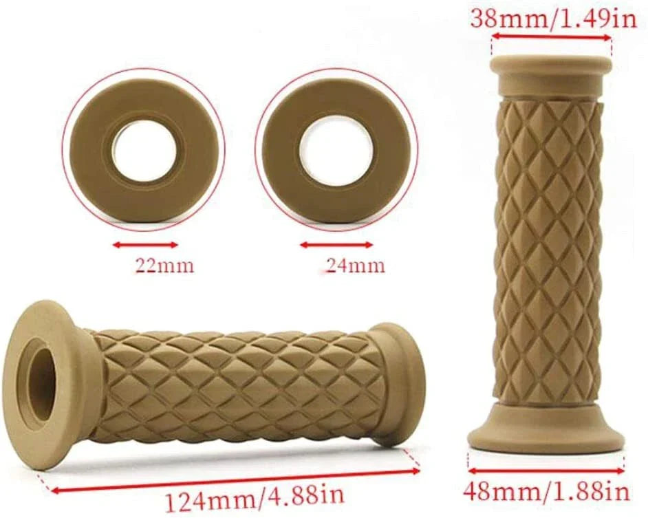 Diamond Pattern Motorcycle Grips for Cafe Racer - Grey