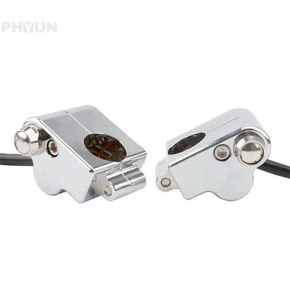 Silver CNC 7/8" Motorcycle Handlebar Switch Pair for Headlight Indicator Horn