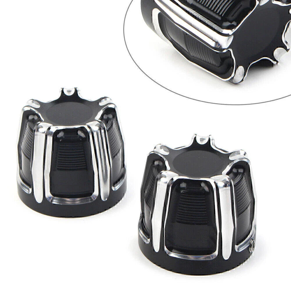 Aluminum Front Cut Axle Nut Cap Covers for Harley Softail Touring Street Glide